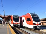 Two Caltrain electric emu sets keep each other company at SJC